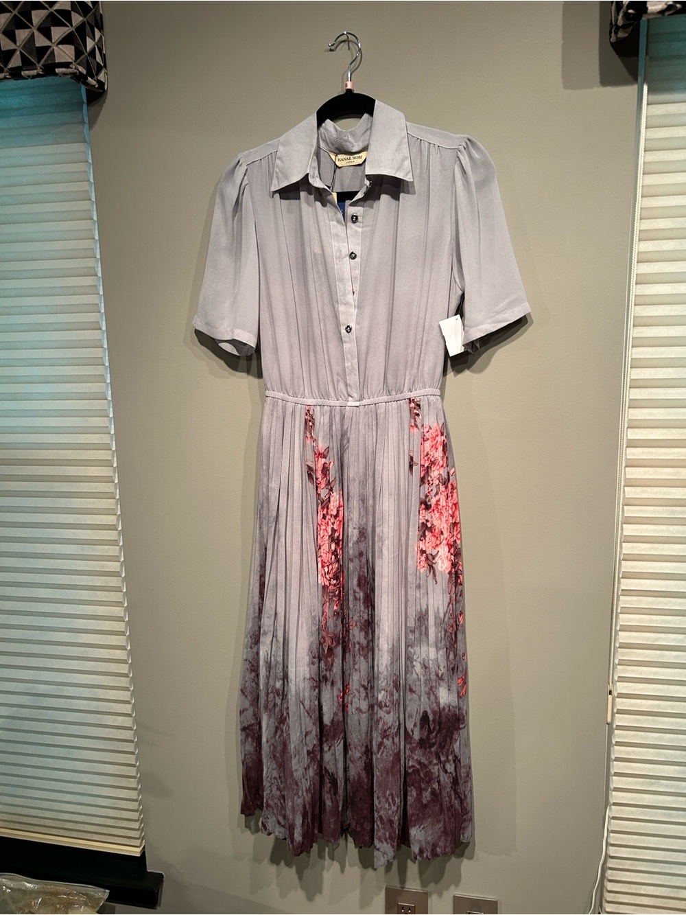 Light Gray Floral Dip-Dye Shirt Dress